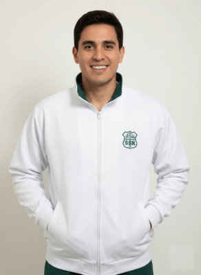 SSR CHAQUETA FRANELA DEPORTE BLANCO M/PEGADA CIERRE/C