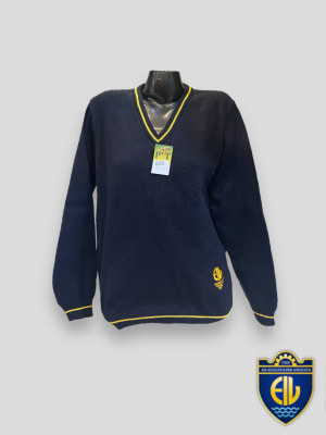 INDUSTRIAL SWEATERS POLYESTER OFICIAL AZUL MARINO/AMARILLO ESCOTE V LISO
