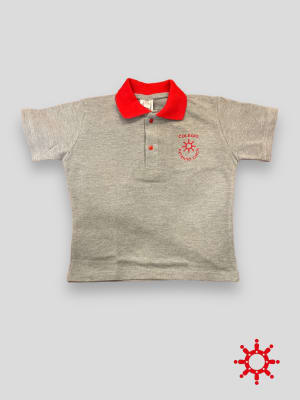 P.LYNCH POLERA PIQUE DEPORTE GRIS CUELLO ROJO M/C C/PATA