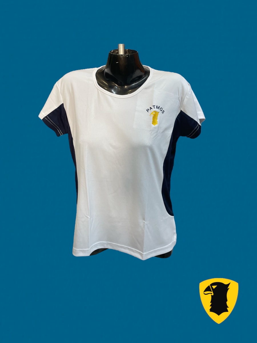 PATMOS CAMISETA DAMA CIRE DEPORTE BLANCO/AZUL MARINO M/C ESCOTE V1