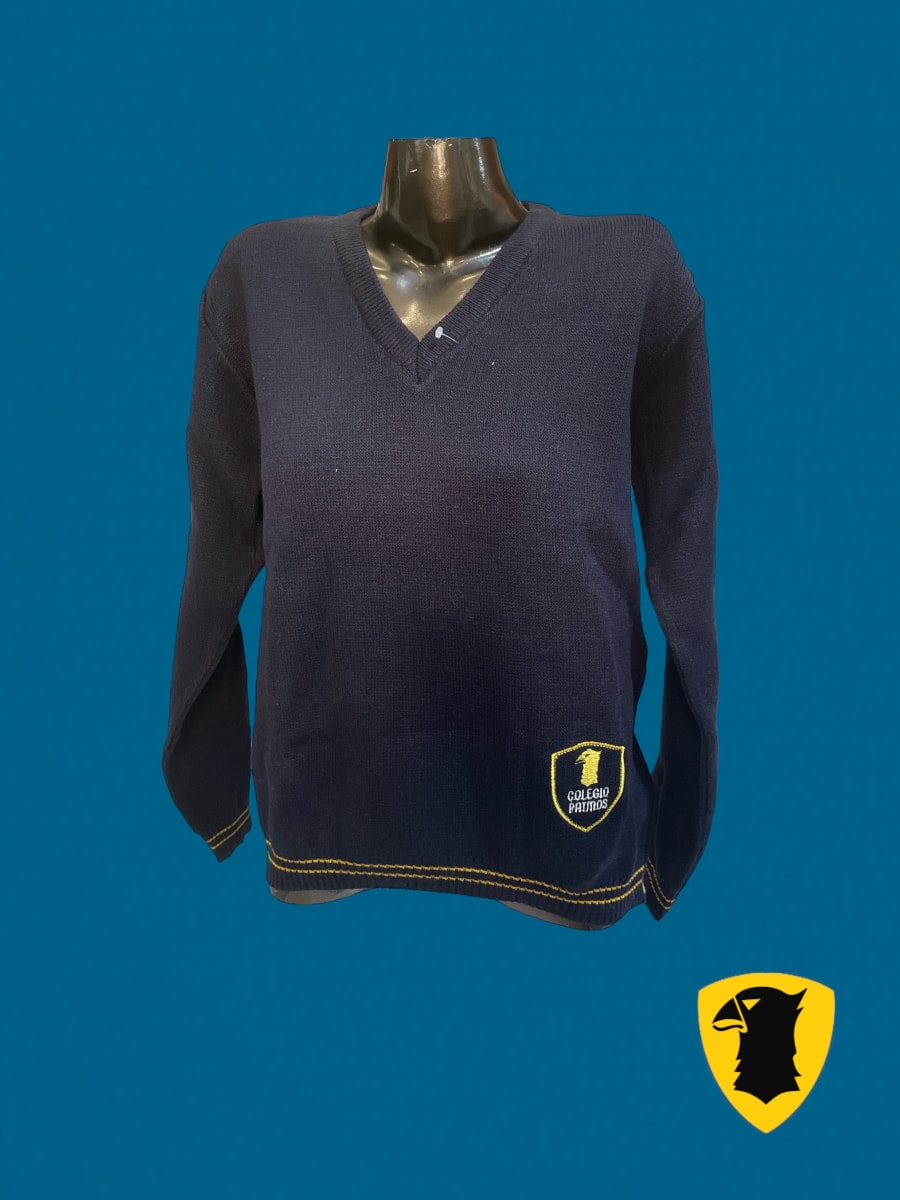 PATMOS SWEATERS POLYESTER OFICIAL AZUL MARINO ESCOTE V LINEAS1