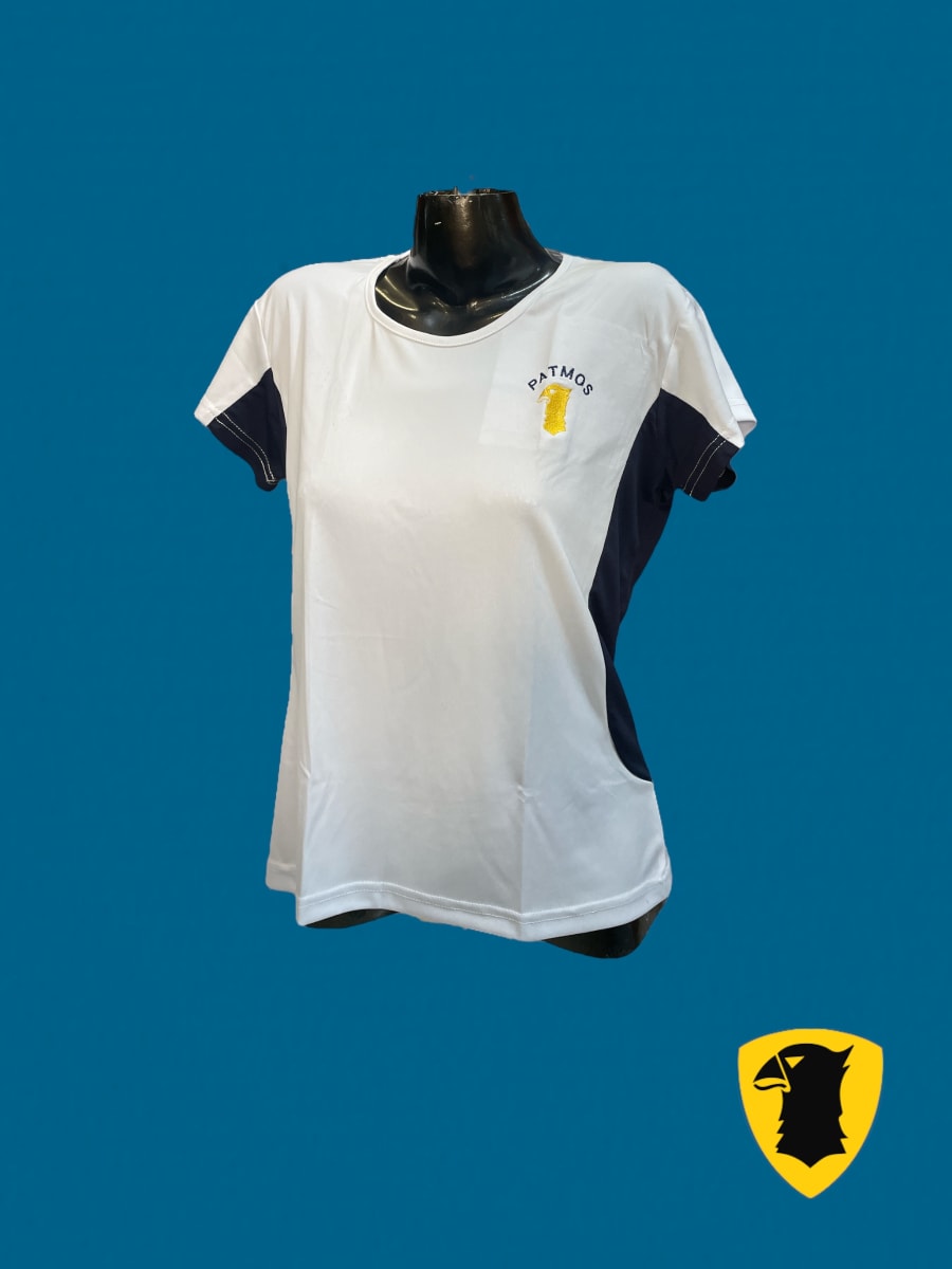PATMOS CAMISETA VARON CIRE DEPORTE BLANCO/AZUL MARINO M/C C/RED.1