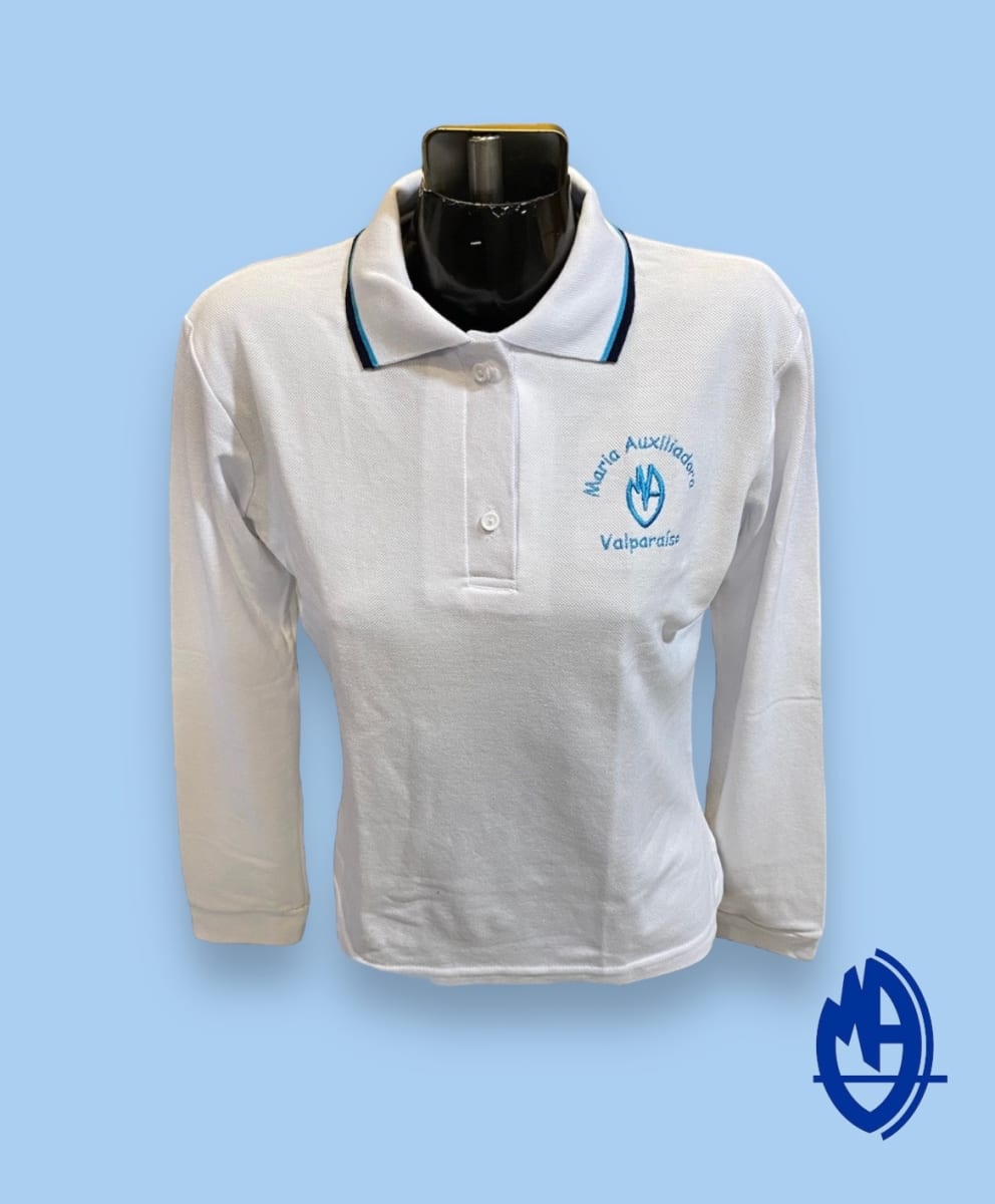 M.A.V. POLERA DAMA PIQUE OFICIAL BLANCO M/L C/PATA1