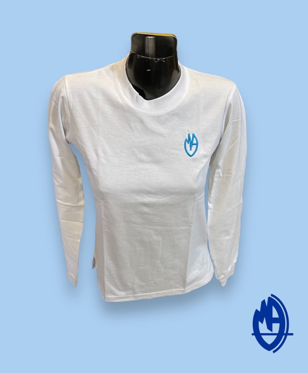 M.A.V. POLERA DAMA JERSEY DEPORTE BLANCO M/L C/RED.1