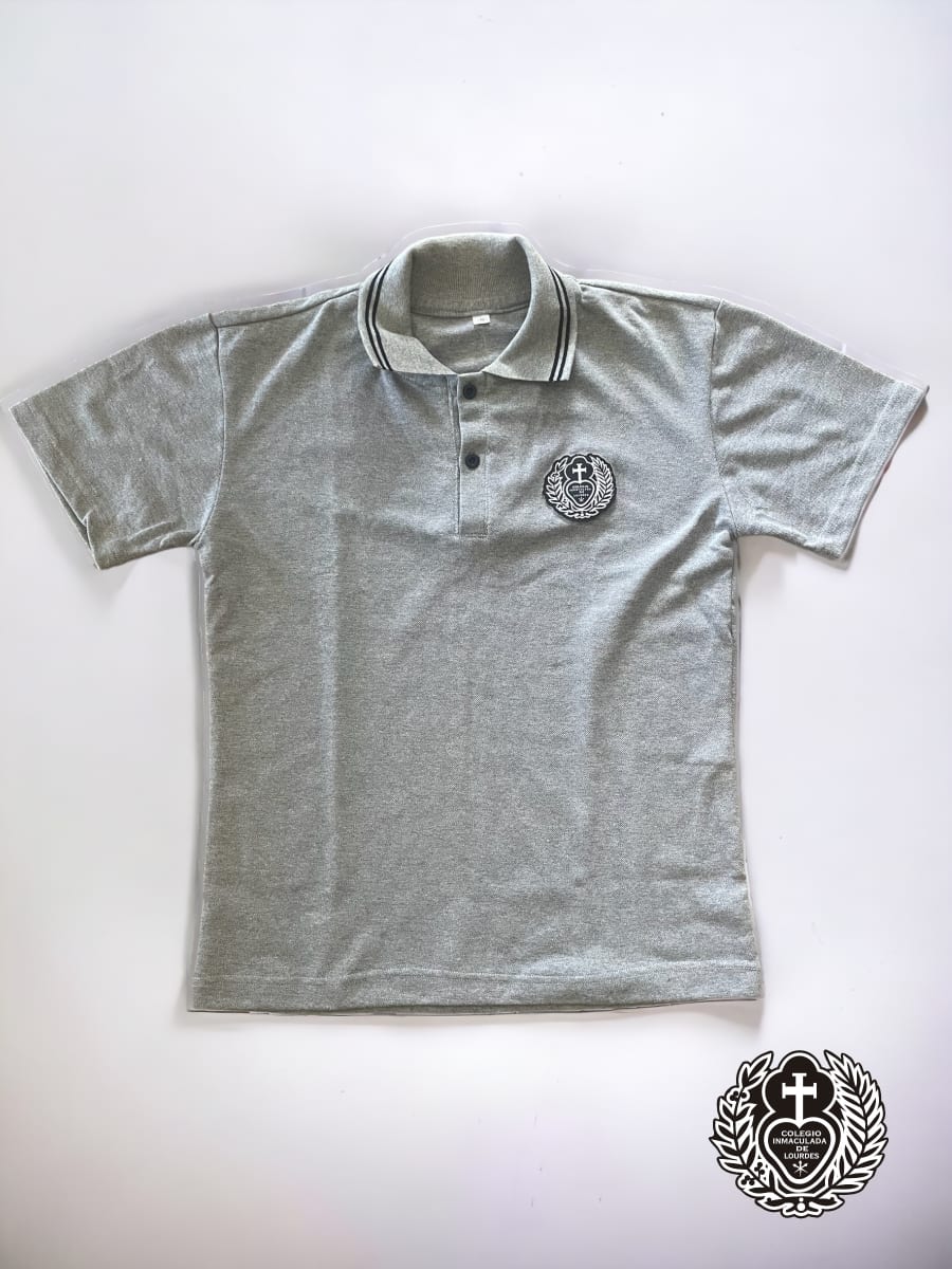 LOURDES POLERA  PIQUE OFICIAL GRIS MEDIO M/C C/PATA1