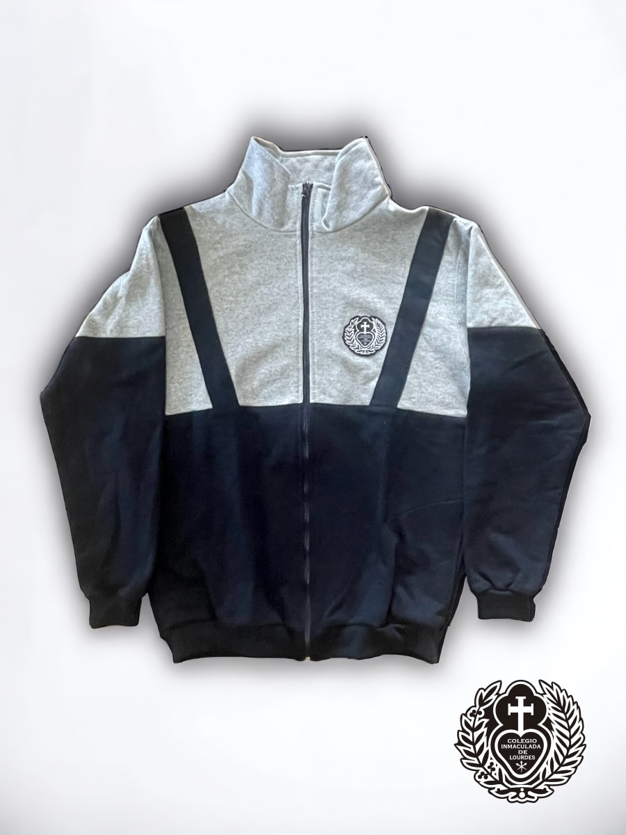 LOURDES CHAQUETA FRANELA DEPORTE AZUL/GRIS M/CAIDA CIERRE/L1