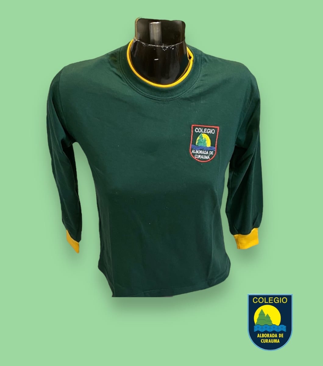 ALBORADA POLERA JERSEY DEPORTE VERDE BOTELLA M/L C/RED.1