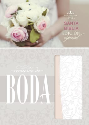 BIBLIA PARA BODA BLANCA ROSA SIMIL PIEL