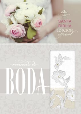 BIBLIA PARA BODA BLANCO LINO ENCAJE SIMIL PIEL