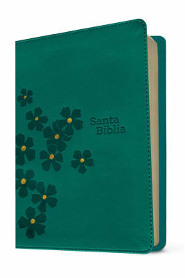 BIBLIA NTV  LETRA GIGANTE TURQUESA FLORAL CON FILAMENT