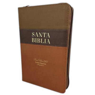 BIBLIA LETRA GIGANTE TRICOLOR CAFE CAFE MARRON 14 PUNTOS CON CIERRE