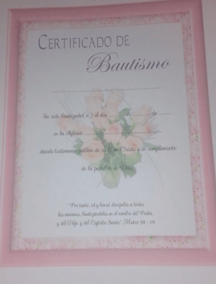 CERTIFICADO BAUTISMO GRANDE NIÑA