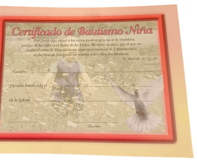 CERTIFICADO BAUTISMO NIÑA