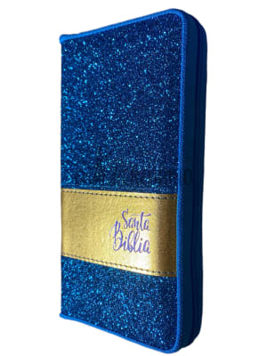 BIBLIA TAPA AGENDA BRILLOS AZUL