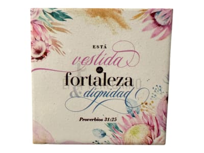 PLAQUE CERAMICA - ESTA VESTIDA DE FORTALEZA Y DIGNIDAD