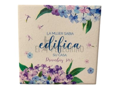 PLAQUE CERAMICA - LA MUJER SABIA, EDIFICA SU CASA