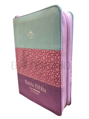 BIBLIA LETRA GRANDE TRICOLOR TURQUESA, ROSA FLORAL Y LILA
