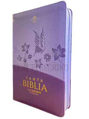 BIBLIA LETRA GIGANTE LILA CON FLORES