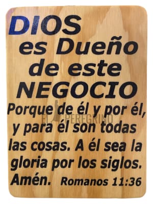 Dios dueño de este Negocio; Mediano cuadro de madera