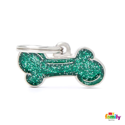 MY FAMILY SHINE SMALL BONE GREEN GLITTER1