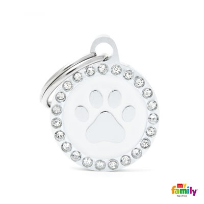 MY FAMILY GLAM PAW CIRCLE WHITE STRASS SMALL1