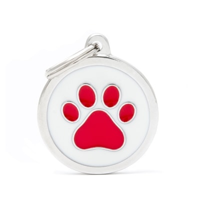 MY FAMILY CHARMS BIG WHITE CIRCLE RED PAW