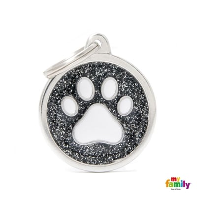 MY FAMILY SHINE  BLACK CIRCLE WHITE PAW