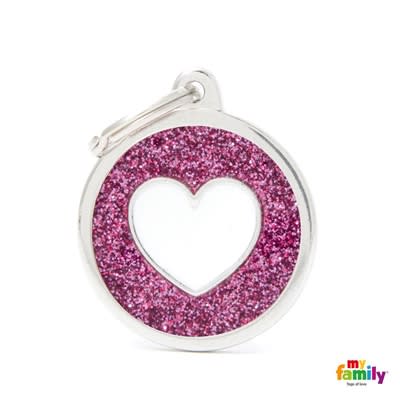 MY FAMILY SHINE PINK CIRCLE WHITE HEART