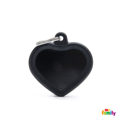 MY FAMILY HUSHTAG CORAZÓN ALUMINIO NEGRO GOMA NEGRA