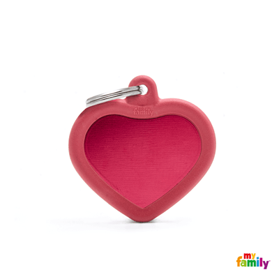 MY FAMILY HUSHTAG CORAZÓN ALUMINIO ROJO GOMA ROJA