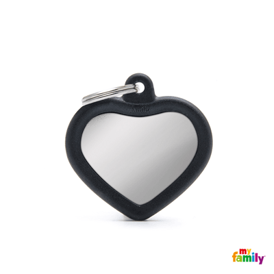 MY FAMILY HUSHTAG CORAZÓN LATÓN CROMADO GOMA NEGRA