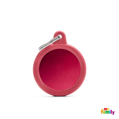 MY FAMILY HUSHTAG CÍRCULO ALUMINIO ROJO GOMA ROJA