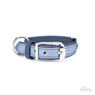 MY FAMILY COLLAR FIRENZE - CUERO - AZUL CLARO - CIRC. 27/31 CM
