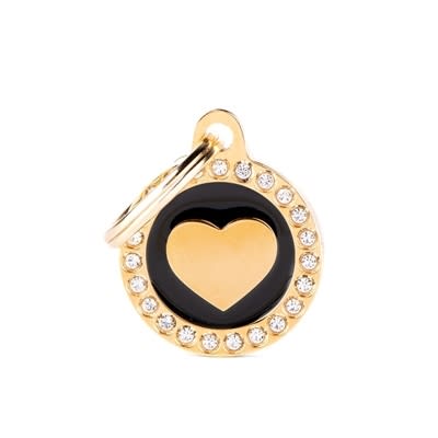 MY FAMILY GLAM GOLD HEART BLACK CIRCLE SMALL