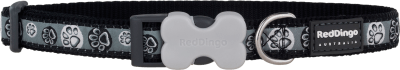 REDDINGO COLLAR DOG PAW IMPRESSIONS BLACK- (XS 12mm)
