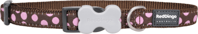 REDDINGO COLLAR DOG PINK SPOTS ON BROWN1