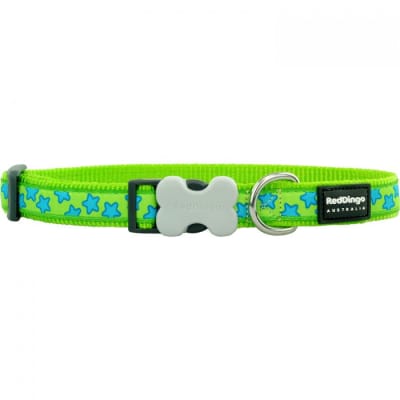 REDDINGO COLLAR DOG STAR LIME GREEN