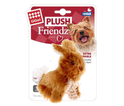 GIGWI RABBIT PLUSH FRIENDZ W/DOUBLE LAYER BROWN
