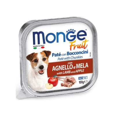 MONGE FRUIT CORDERO Y MAZANA 100 g