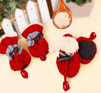 BOTAS CON PELUCHE ANTIDESLIZANTES SEMI-IMPERMEABLES -ROJO 1