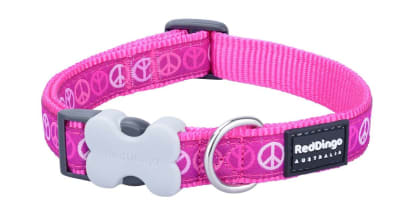 REDDINGO COLLAR DOG PEACE SING HOT PINK1