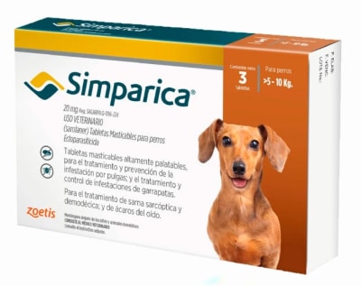 SIMPARICA TABLETA DE 5-10 KG (PERROS) x 3 UNIDADES