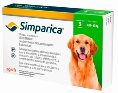 SIMPARICA TABLETA DE 20-40 KG (PERROS) x 3 UNIDADES