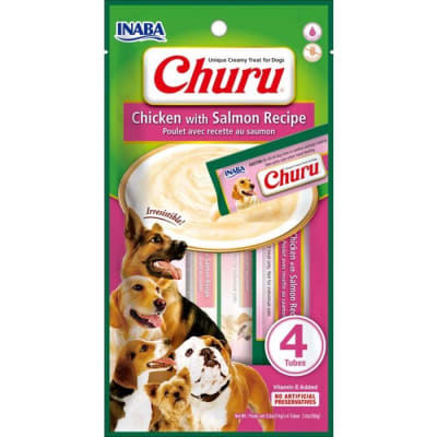 CHURU PARA PERRO POLLO Y SALMON X 4 TUBOS (PERRO)