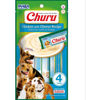 CHURU PARA PERRO SABOR A POLLO Y QUESO X 4 TUBOS (PERRO)