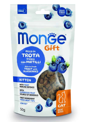MONGE GIFT MINIS KITTEN CAT-TRUCHA Y ARANDANOS 50 G