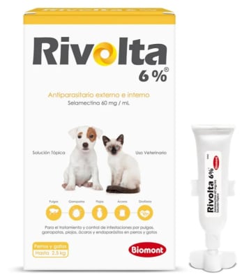 RIVOLTA 6% HASTA 2.5 KG x 1 PIPETA ANTIPULGA Y ANTIPARASITARIO PARA PERRO Y GATO