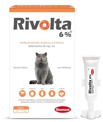 RIVOLTA 6% HASTA 2.6- 7.5 KG x 1 PIPETA ANTIPULGA Y ANTIPARASITARIO PARA GATOS
