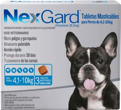 NEXGARD DE 4 A 10 KG (PERRO) CAJA x 3 TABLETAS 28.3MG1