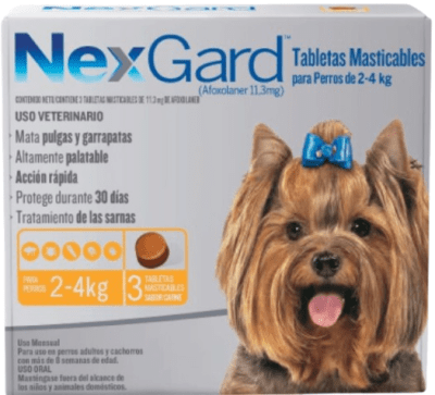 NEXGARD DE 2 A 4 KG (PERRO) CAJA x 3 TABLETAS 11.3MG